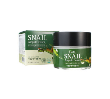 Крем для лица EKEL Ампульный с муцином улитки, Snail ampule cream, 70 мл.
