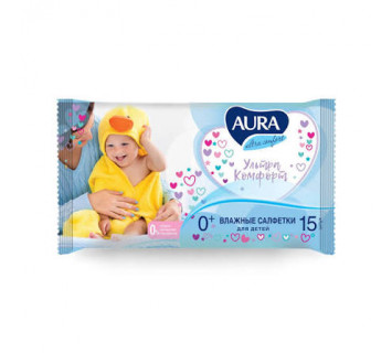 Влажные салфетки AURA Для детей 15шт.
