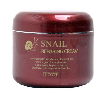 Крем для лица Jigott Snail Reparing Cream Восстанавливающий с улиточным муцином 100мл.