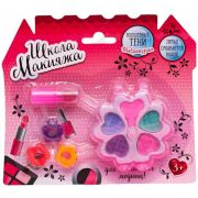 Набор косметики для девочки Школа Макияжа «Цветочек» тени 4х1гр+аппликатор+3 заколочки+помада 2гр.