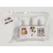 Набор в чехле 7 предметов КОТЫ: 3 бут - 75 мл, 2 бан - 8 мл, лопатка, пипетка